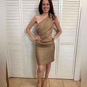 Trina Turk Bronze One-Shouldered Dress